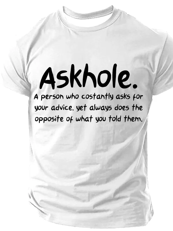Image of Askhole Funny Meaning Cotton T-shirt