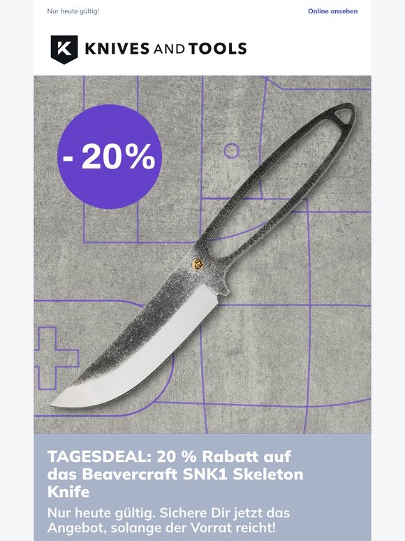 TAGESDEAL: 20 % Rabatt auf das Beavercraft SNK1 Skeleton Knife