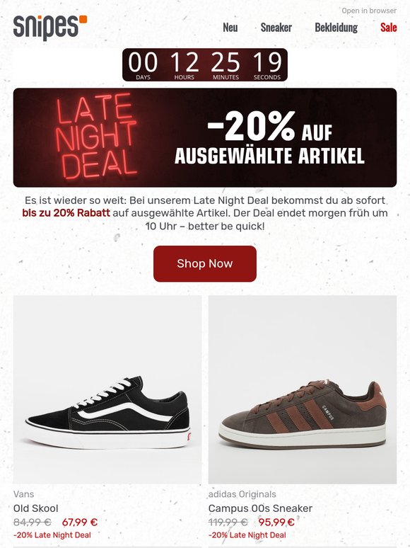 🌜 Bis zu -20% off beim Late Night Deal!