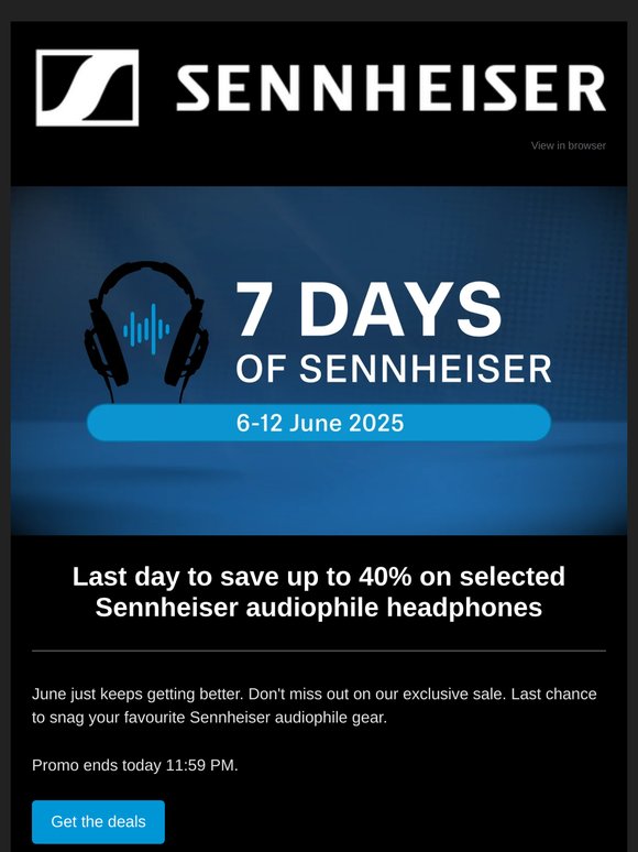 7 Days of Sennheiser is back! Save up to 40% now.