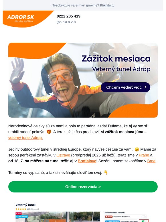 Veterný tunel Adrop pre celú rodinu