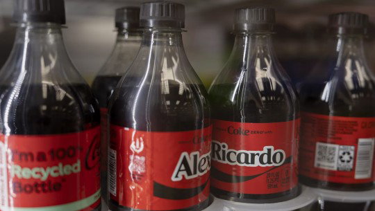 Coke Zero bottles including one printed with the name Ricardo