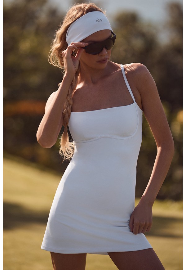 Airbrush Streamlined Dress - White/White - White/White / S