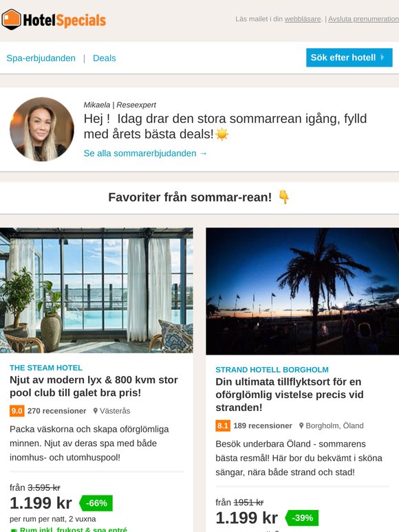 Boka sommarens bästa hotellfynd med -66% rabatt 🔥