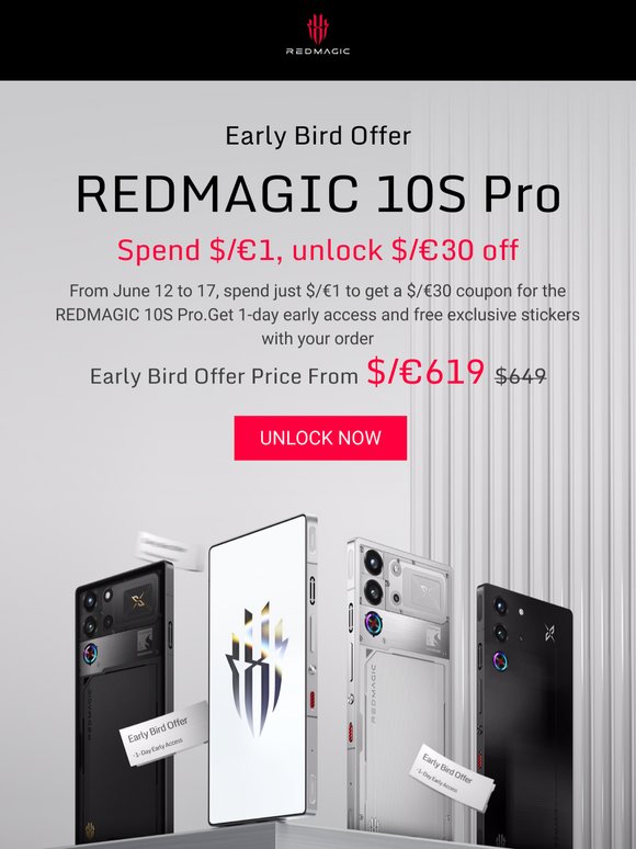 🔥Unlock a $/€30 coupon on REDMAGIC 10S Pro for just $/€1.