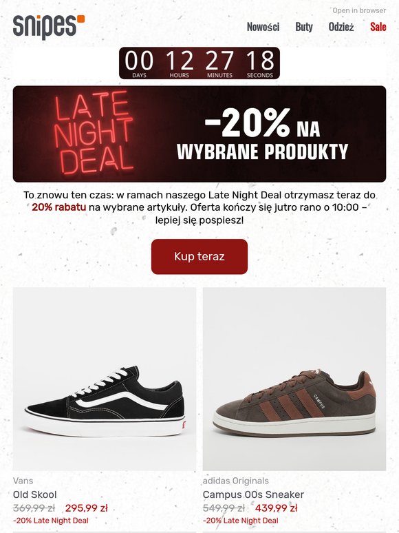 🌜 Do -20% zniżki w ramach Late Night Deal!