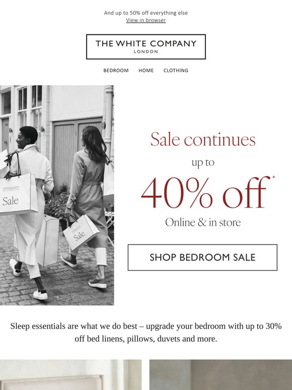 Take up to 40% off bedroom