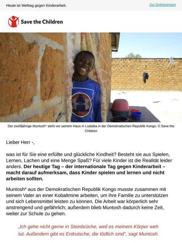 Kinder sollen spielen, nicht arbeiten!
