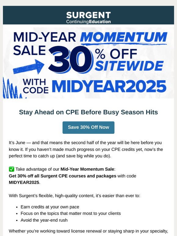 ⏳ Halfway Through 2025 — How’s Your CPE Progress?