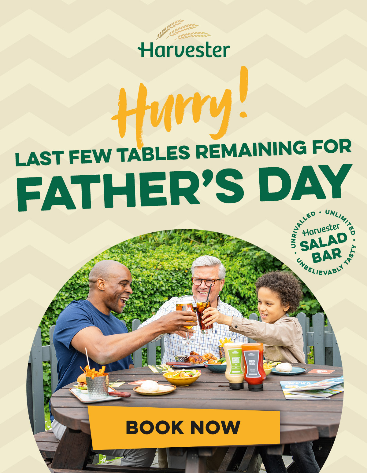 Hurry! Last few tables remaining for Father's Day