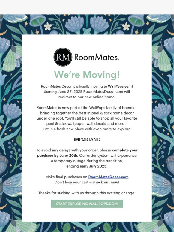 We're Moving! Important Update About RoomMates Decor