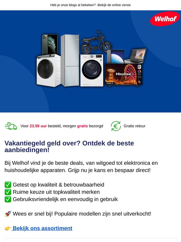 Vakantiegeld over? Profiteer nu van kortingen op ons assortiment!