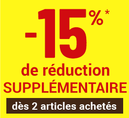 Moins 15 pour cent supplémentaires* dès 2 articles