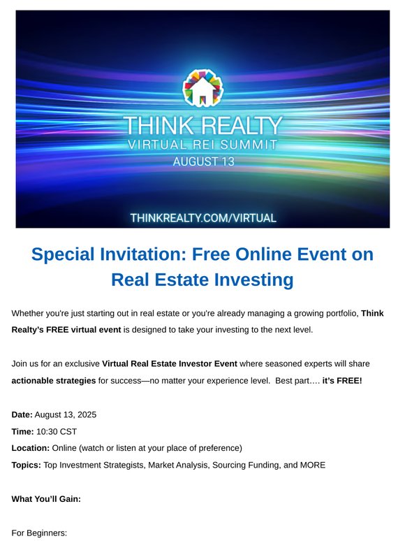 Real Estate Strategies for All Levels – Think Realty Free Virtual Event