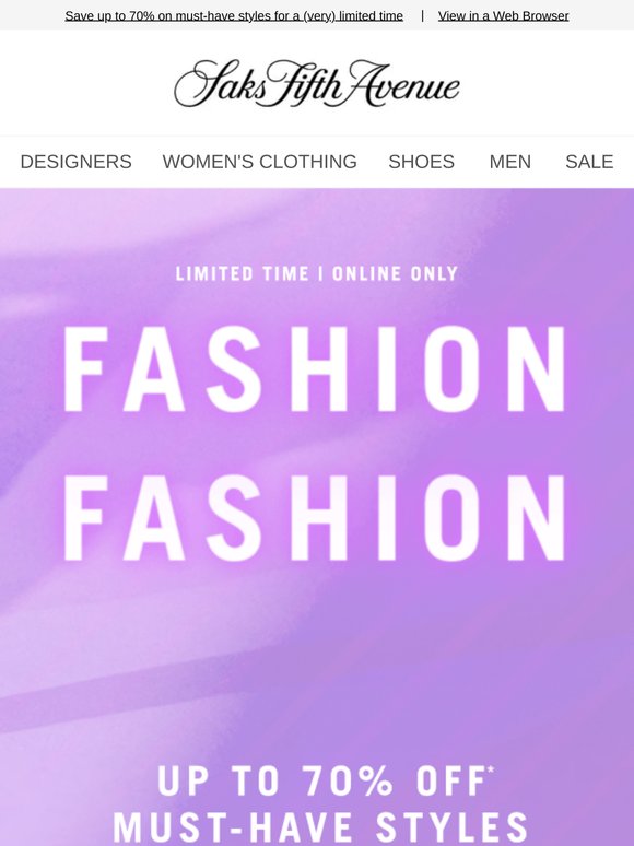 Fashion Flash: up to 70% off + Recommendations just for you