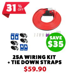 25A Wiring Kit + Fridge Tie Down Straps - (4 Pack)