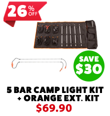 Complete 5 Bar Camp Light Kit + Orange LED Camp Light Extension Kit