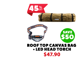 Roof Top Canvas Bag + LED Head Torch