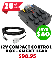12V Compact Control Box + Solar Extension Lead - 6 Metre