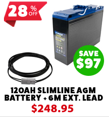 12V 120Ah Slimline AGM Battery + Solar Extension Lead - 6 Metre