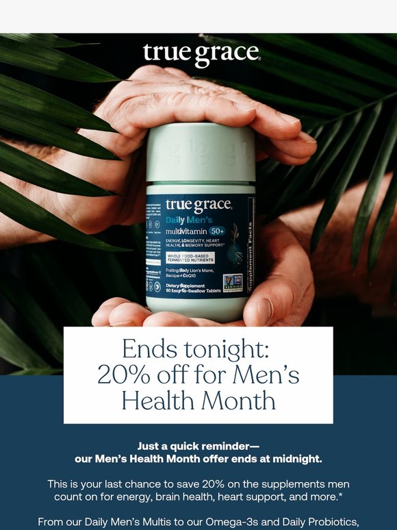 Final hours: 20% off foundational support for men