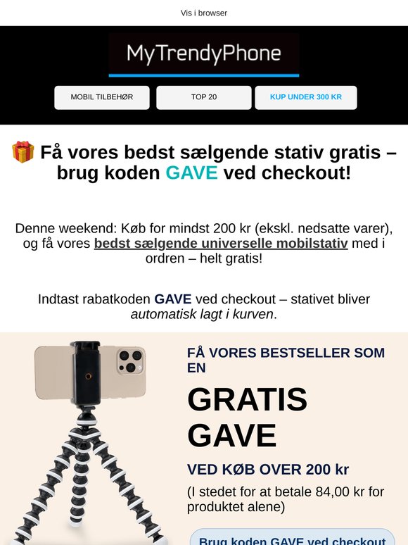 Få et gratis stativ – brug koden GAVE 🎁