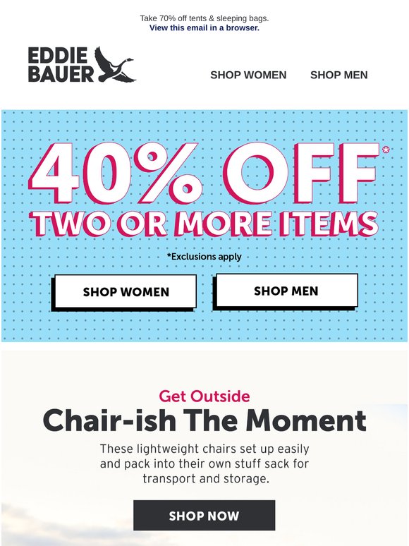 40% Off 2 Or More Camp Chairs!