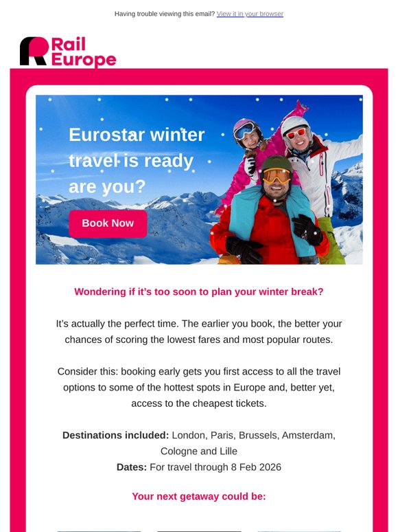 🚆 Plan now, travel later, Eurostar winter fares are live!
