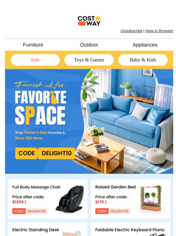 💙Furnish His Favorite Space | Shop Father’s Day Favorites & Save 10% More