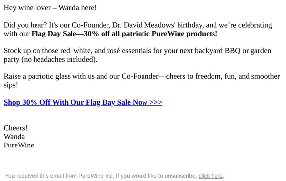 Raise a Glass for 30% Off & Dr. David Meadow's Birthday!