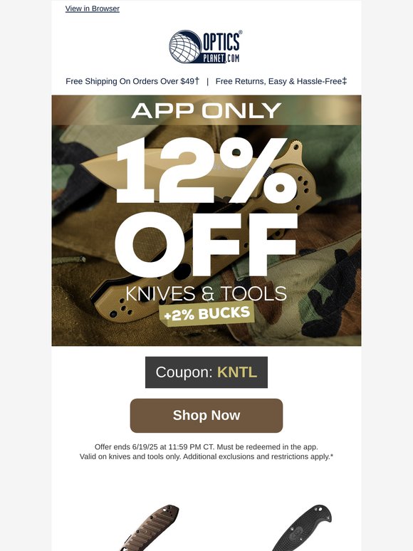 12% Off Knives & Tools