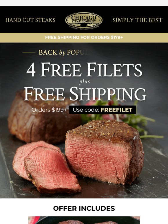 4 Free Filet Mignons + Free Shipping 🥩