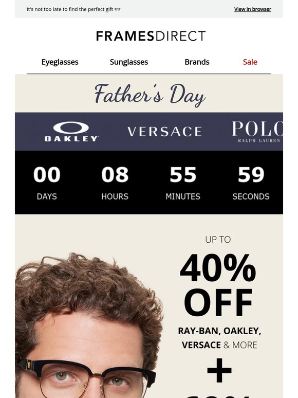 Don’t forget Dad! Up to 40% off frames + 60% off lenses