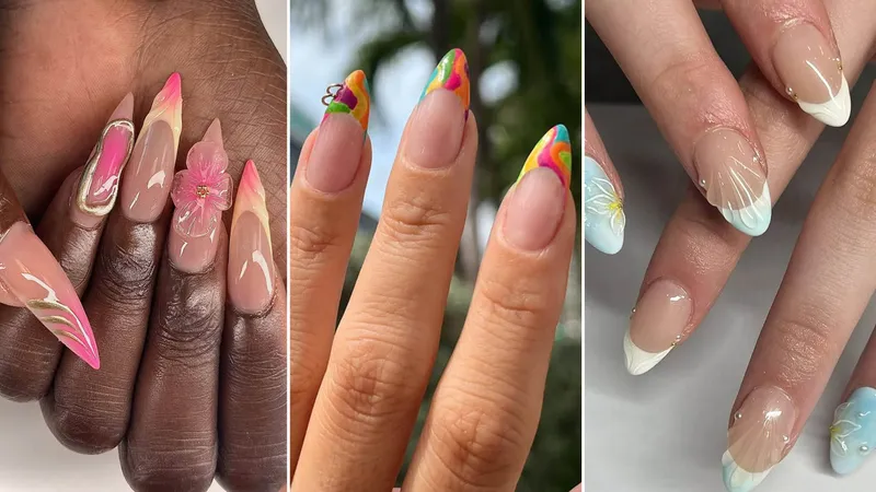 summer nail art trends 2025: 3d flowers, swirly tips, shell nails