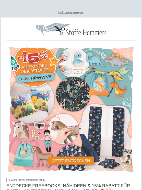 Unvergesslicher Schulstart – 15% auf Kinder-Dekostoffe, Freebooks & Nähideen🎒✨