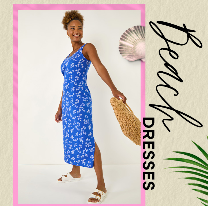 Blue Dandelion Print Midi Dress