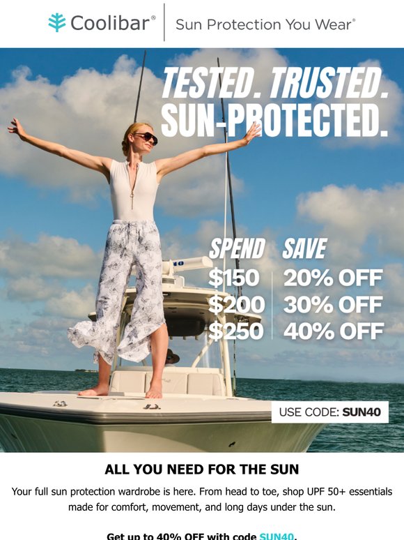 Tested, Trusted, Sun-Protected ☀️ Up to 40% OFF