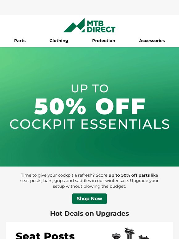 Bars, Grips, Saddles & More — Now Up to 50% Off