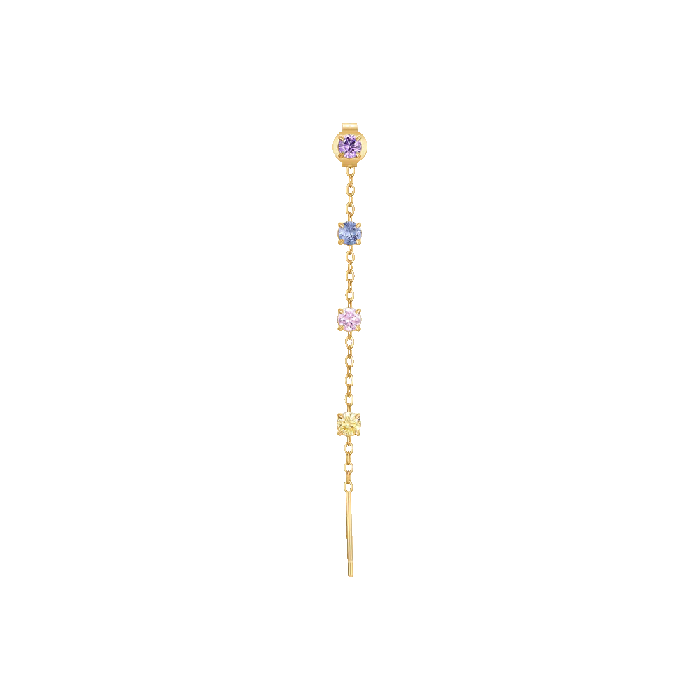 Image of MONO ORECCHINO DONNA IN ACCIAIO IP GOLD CON CRISTALLI MULTICOLOR