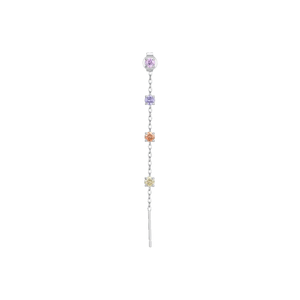 Image of MONO ORECCHINO DONNA IN ACCIAIO CON CRISTALLI MULTICOLOR