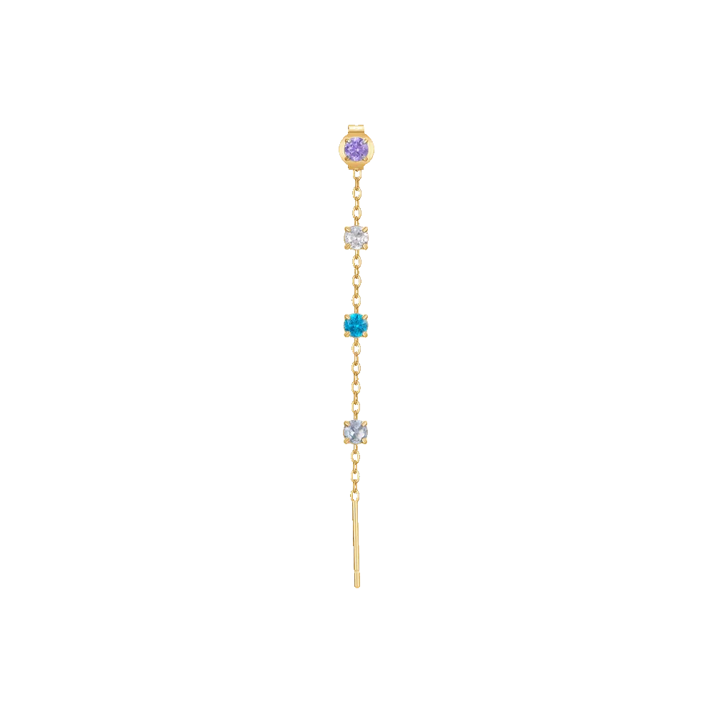 Image of MONO ORECCHINO DONNA IN ACCIAIO IP GOLD CON CRISTALLI MULTICOLOR