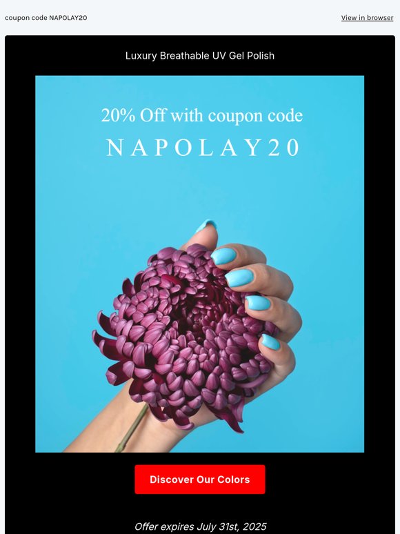 20% Off Breathable UV Gel - Napolay Summer Sale☀️