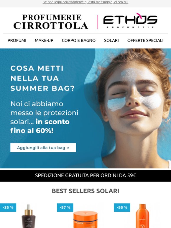 Fino al 60% di sconto sui nostri solari ☀️ Scopri i must-have dell'estate!