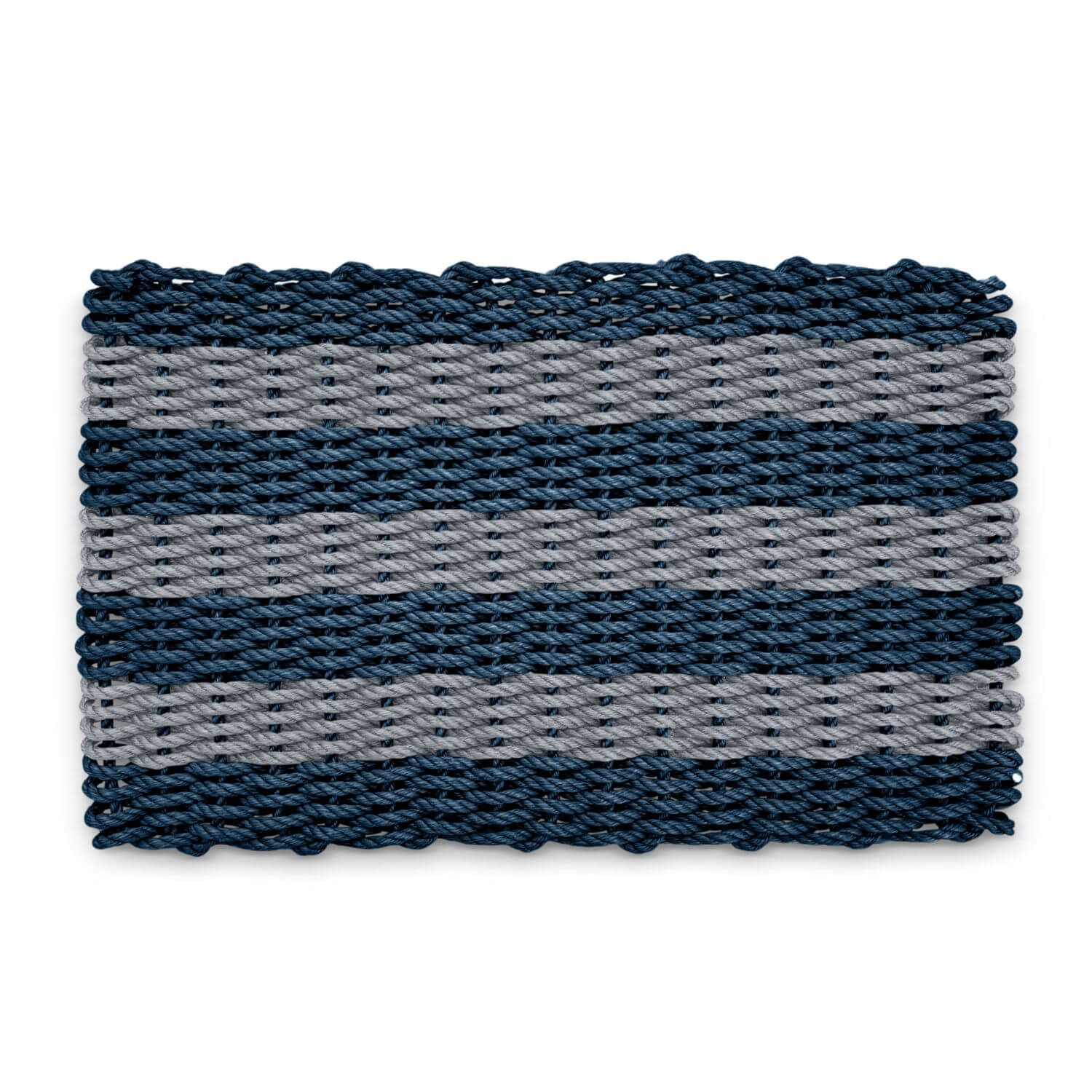 Image of Navy & Silver Cabana Stripes Lobster Rope Doormat™, Wicked Good Doormats