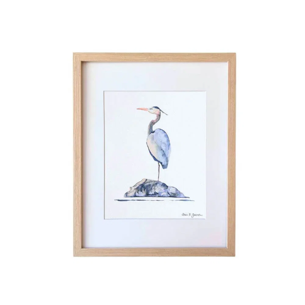 Image of Blue Heron Framed Art Print, 11" x 14"