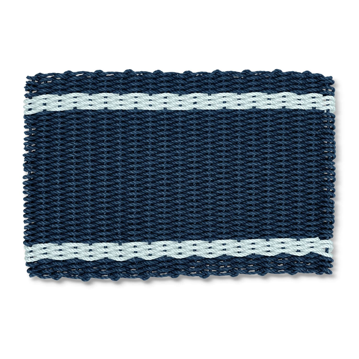 Image of Navy with Seafoam Tailored Stripes Lobster Rope Doormat™, Wicked Good Doormats