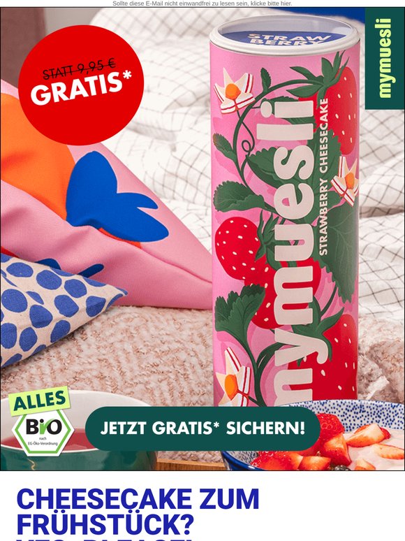 🍓 Gratis* Strawberry Cheesecake Müsli sichern!