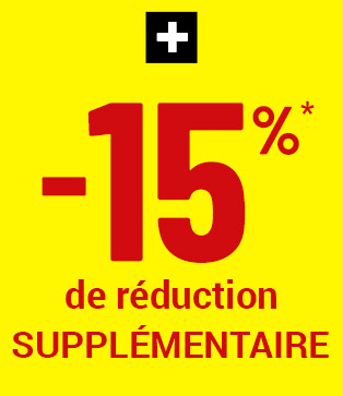 Moins 15 pour cent supplémentaires** dès 2 articles achetés