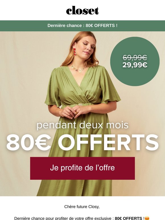 Dernière chance : 80€ offerts !🎉
