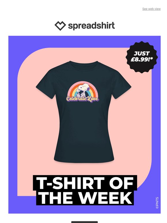 Last chance: £8.99 for the Peanuts Pride 🏳️‍🌈 T-Shirt of the week